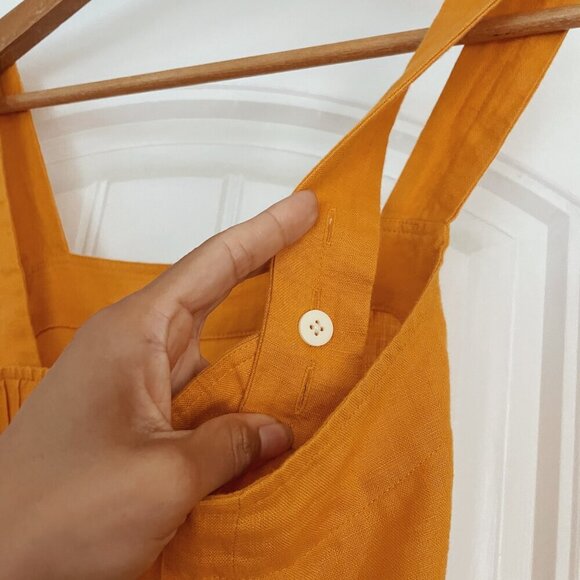 Everlane Sunflower Yellow Linen Jumpsuit size 2P EUC Spring Summer Casual Boho - Picture 3 of 10